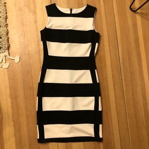 Calvin Klein black and white striped dress
